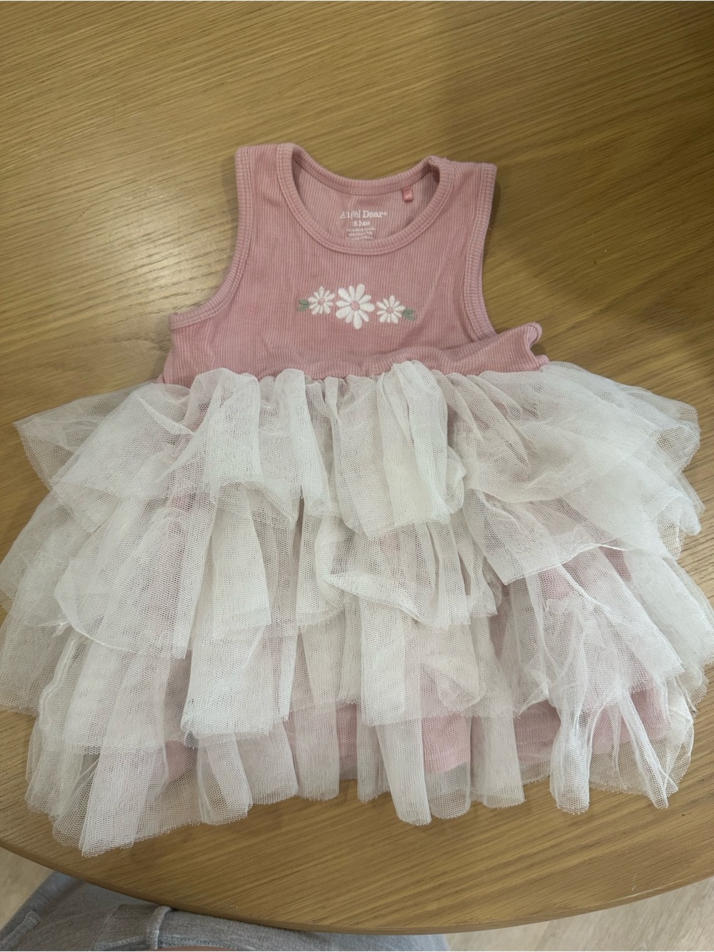 Angel Dear Pink and White Tulle Ruffle Dress